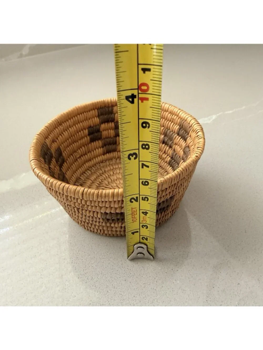 Vintage Papago Basket Bowl Native American Hand Woven Coiled Two Toned Southwest